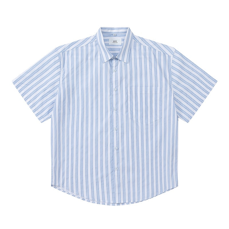 AMI Paris Unisex Short-Sleeve Striped Shirt