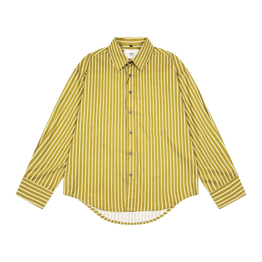 AMI PARIS Unisex Vertical Striped Long-Sleeve Shirt