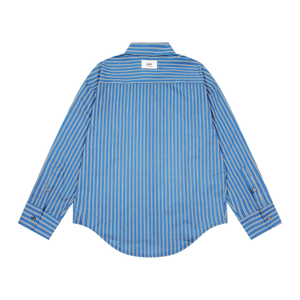 AMI PARIS Unisex Vertical Striped Long-Sleeve Shirt