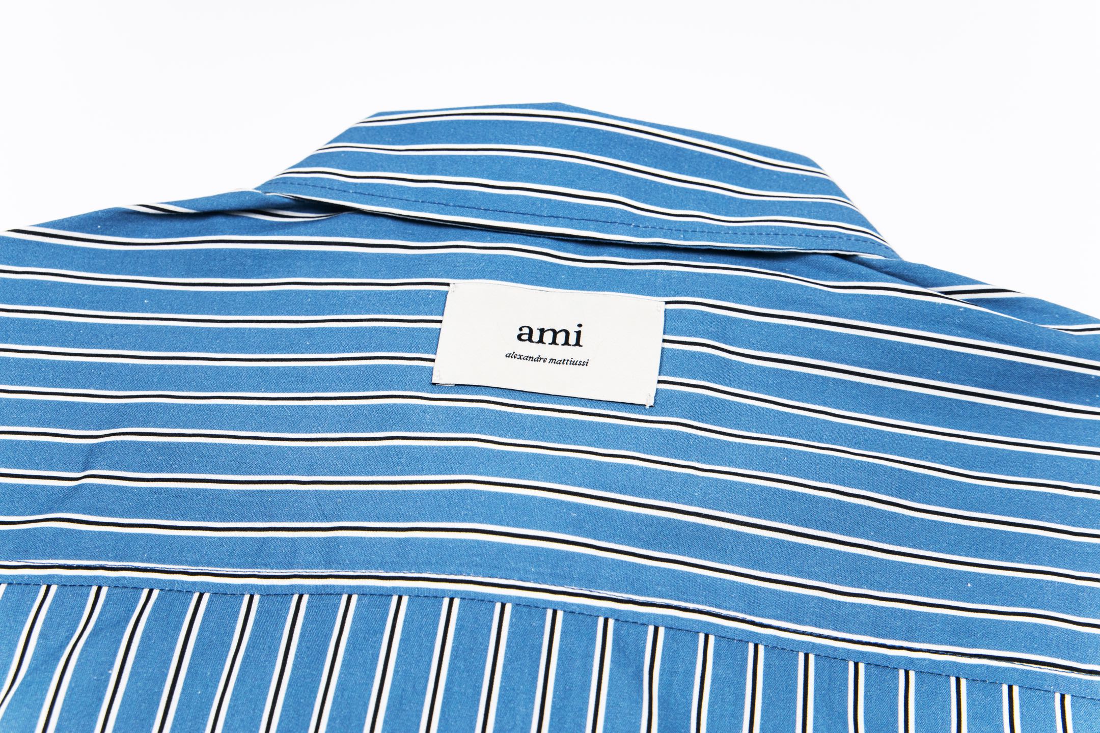 AMI PARIS Unisex Vertical Striped Long-Sleeve Shirt