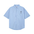 AMI PARIS Unisex Heart Embroidery Short-Sleeve Oxford Shirt