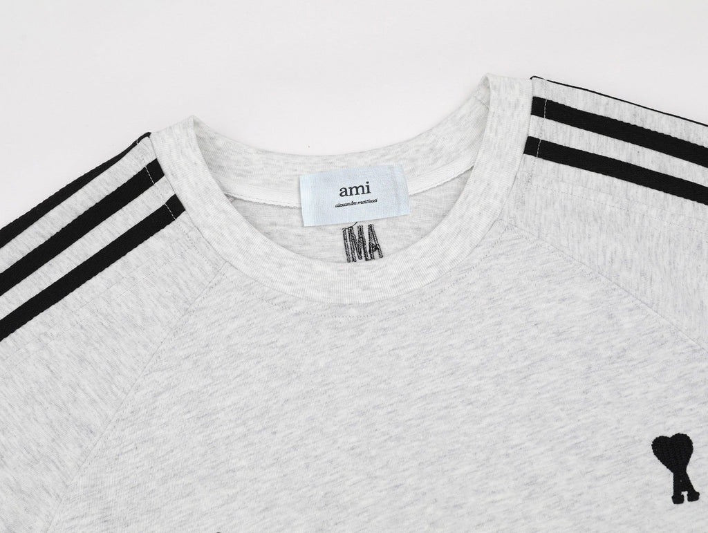 AMI PARIS Raglan Short-Sleeve T-Shirt ¨C Navy Blue, White & Black