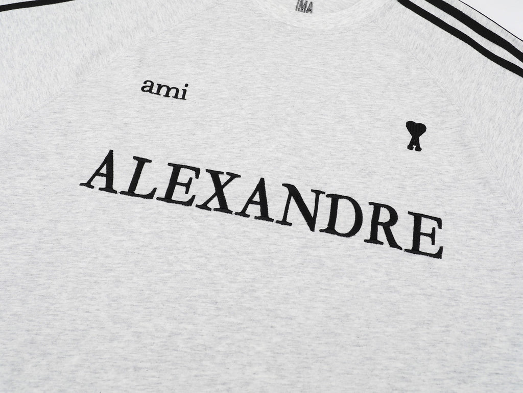 AMI PARIS Raglan Short-Sleeve T-Shirt ¨C Navy Blue, White & Black