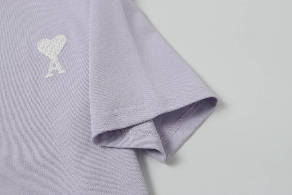AMI PARIS White Heart Embroidered T-Shirt