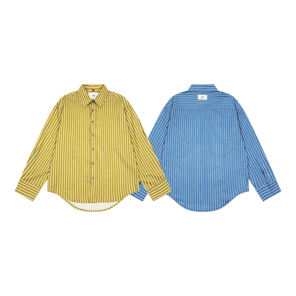 AMI PARIS Unisex Vertical Striped Long-Sleeve Shirt