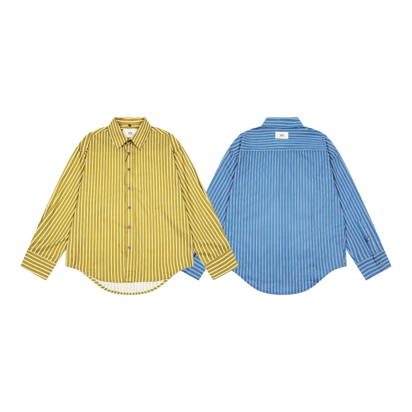 AMI PARIS Unisex Vertical Striped Long-Sleeve Shirt