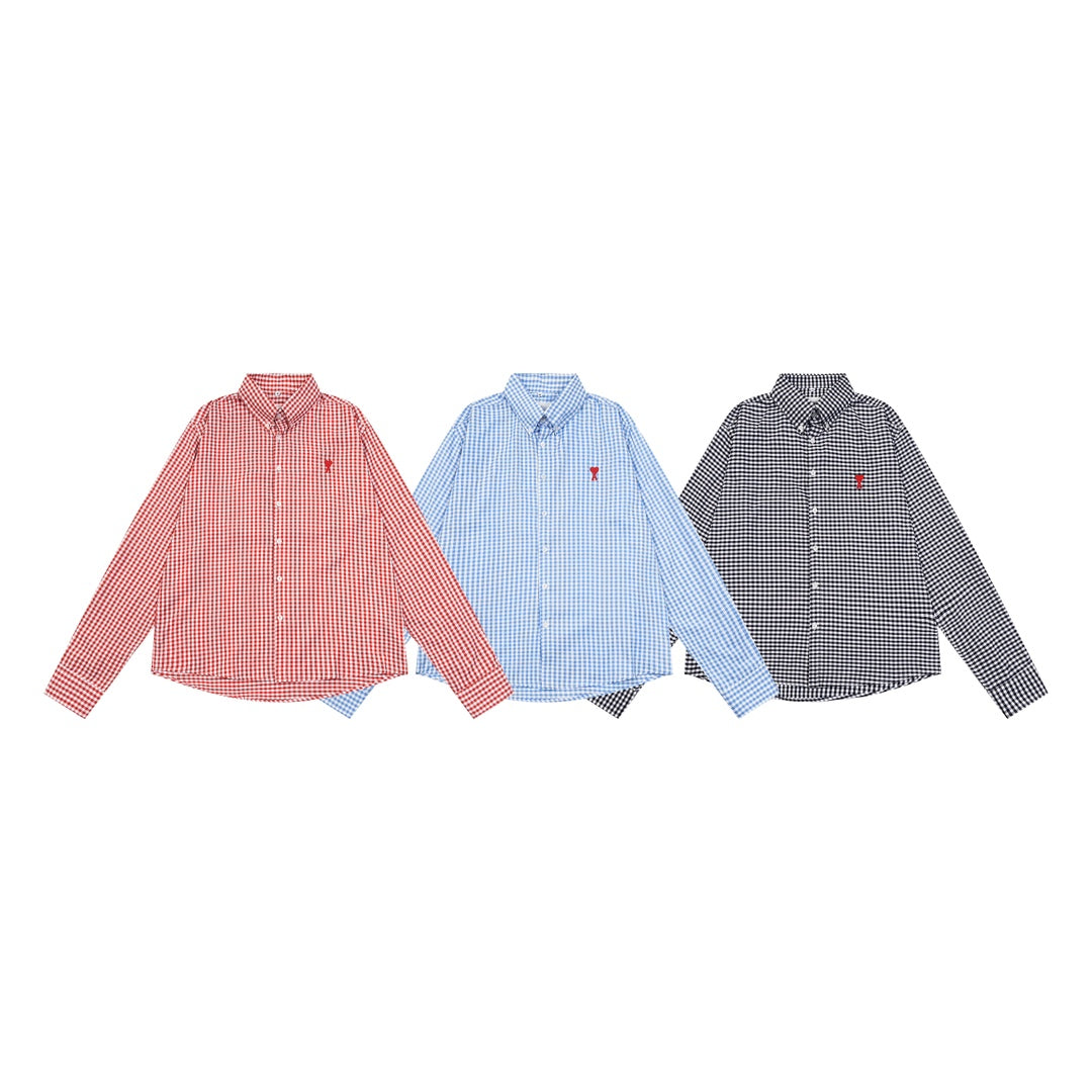 AMI PARIS Unisex Plaid Long-Sleeve Shirt
