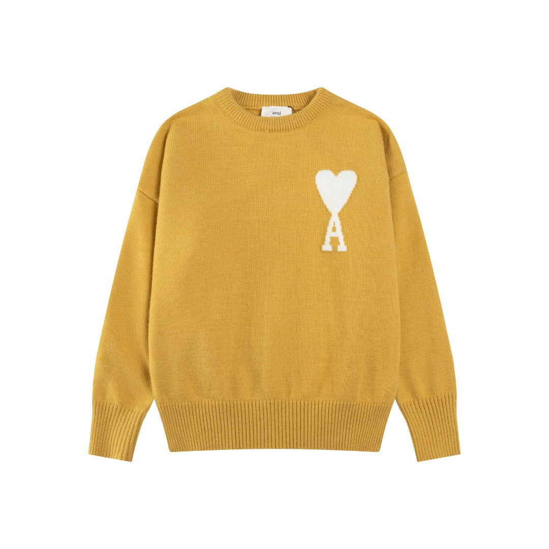 AMI PARIS Jacquard Heart Crew Neck Sweater