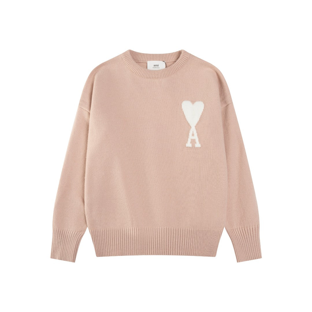 AMI PARIS Jacquard Heart Crew Neck Sweater