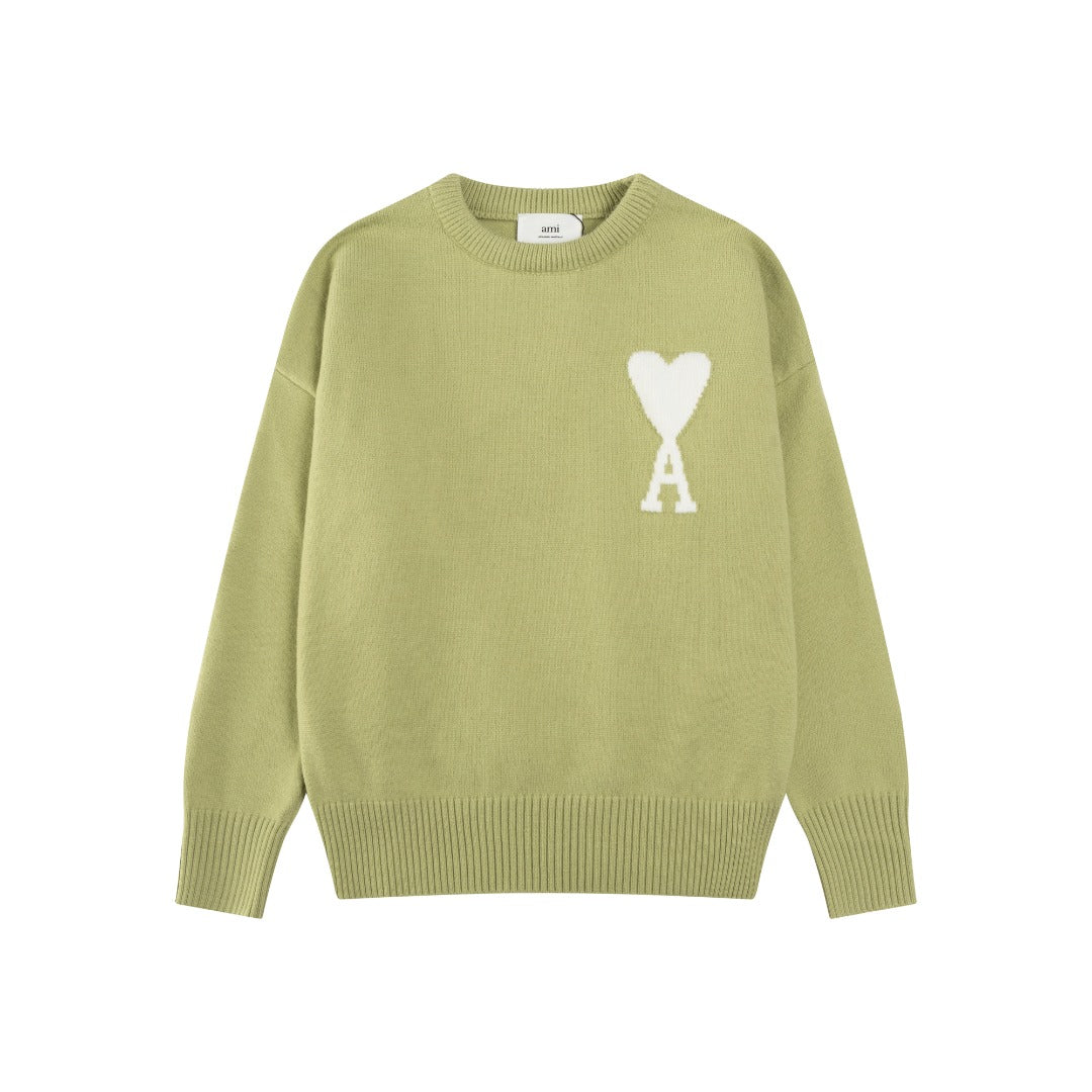 AMI PARIS Jacquard Heart Crew Neck Sweater