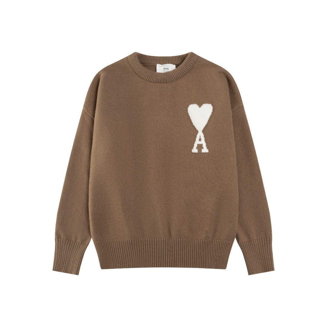 AMI PARIS Jacquard Heart Crew Neck Sweater