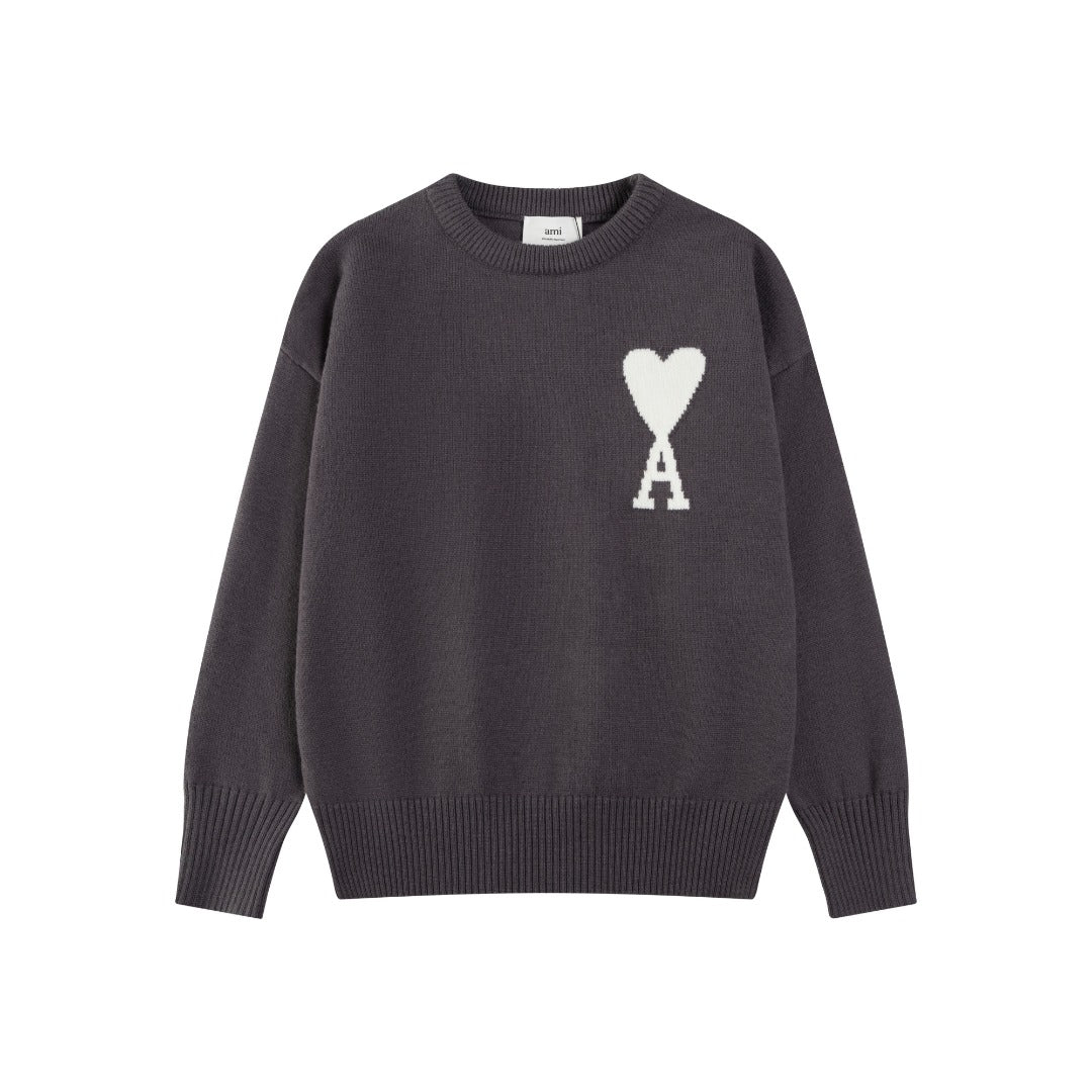 AMI PARIS Jacquard Heart Crew Neck Sweater