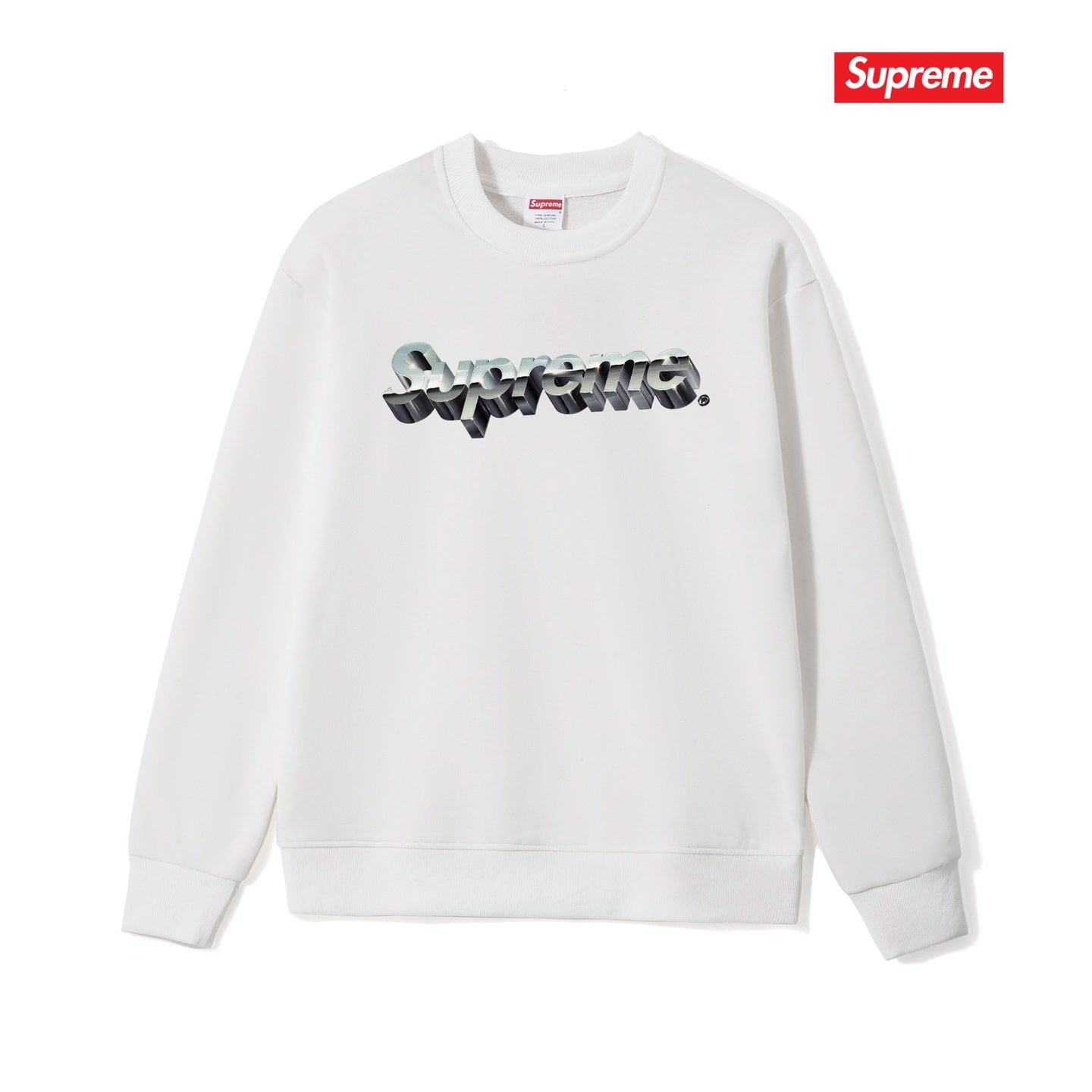 3D Logo Print Crew Neck Sweatshirt