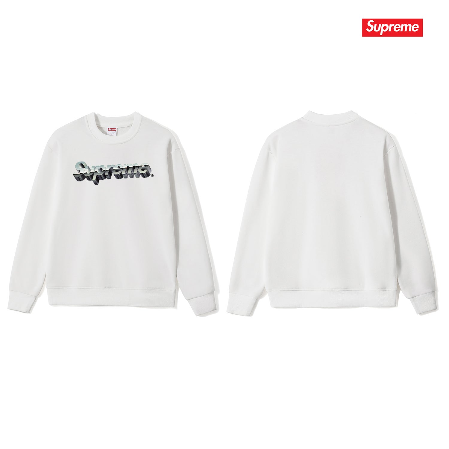 3D Logo Print Crew Neck Sweatshirt