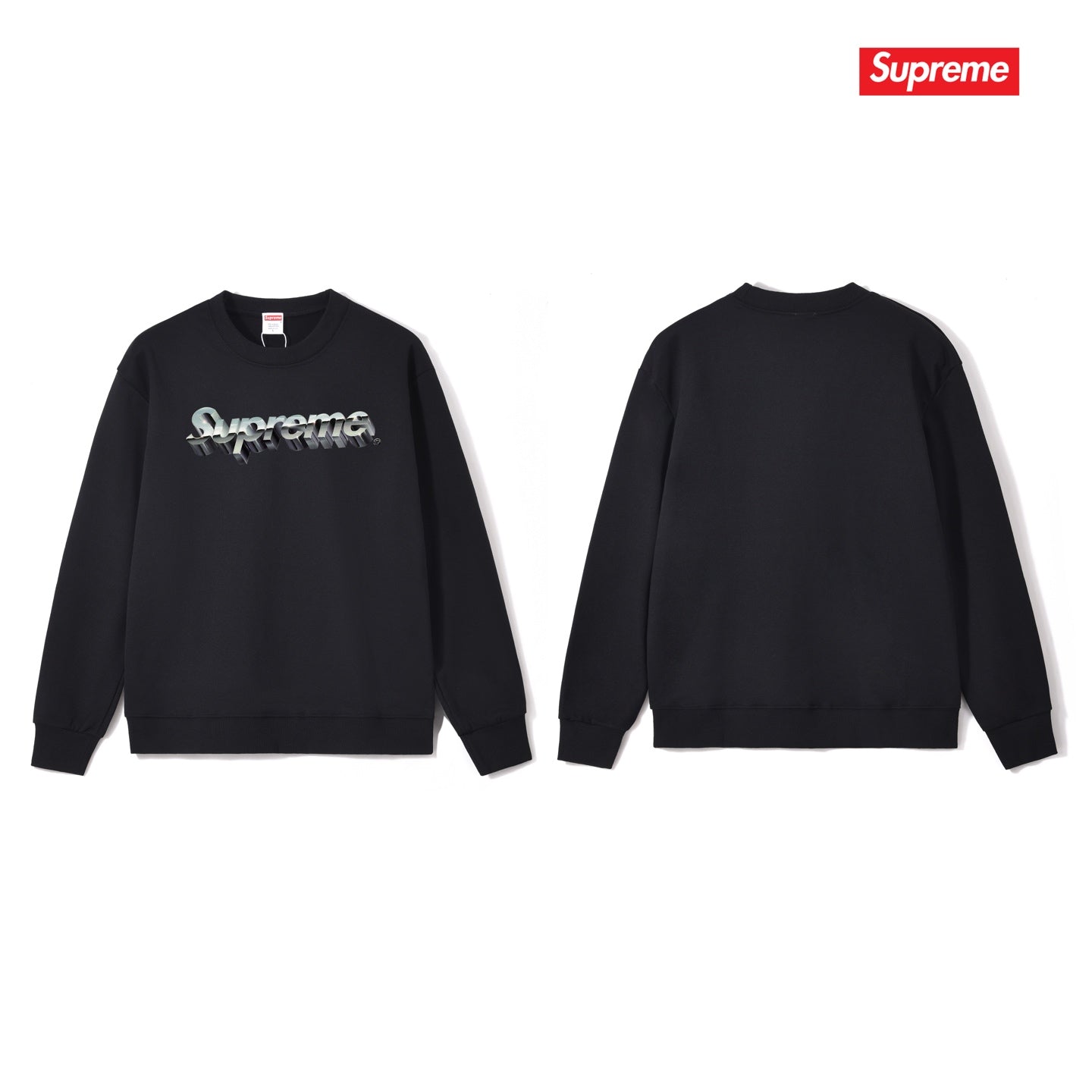 3D Logo Print Crew Neck Sweatshirt