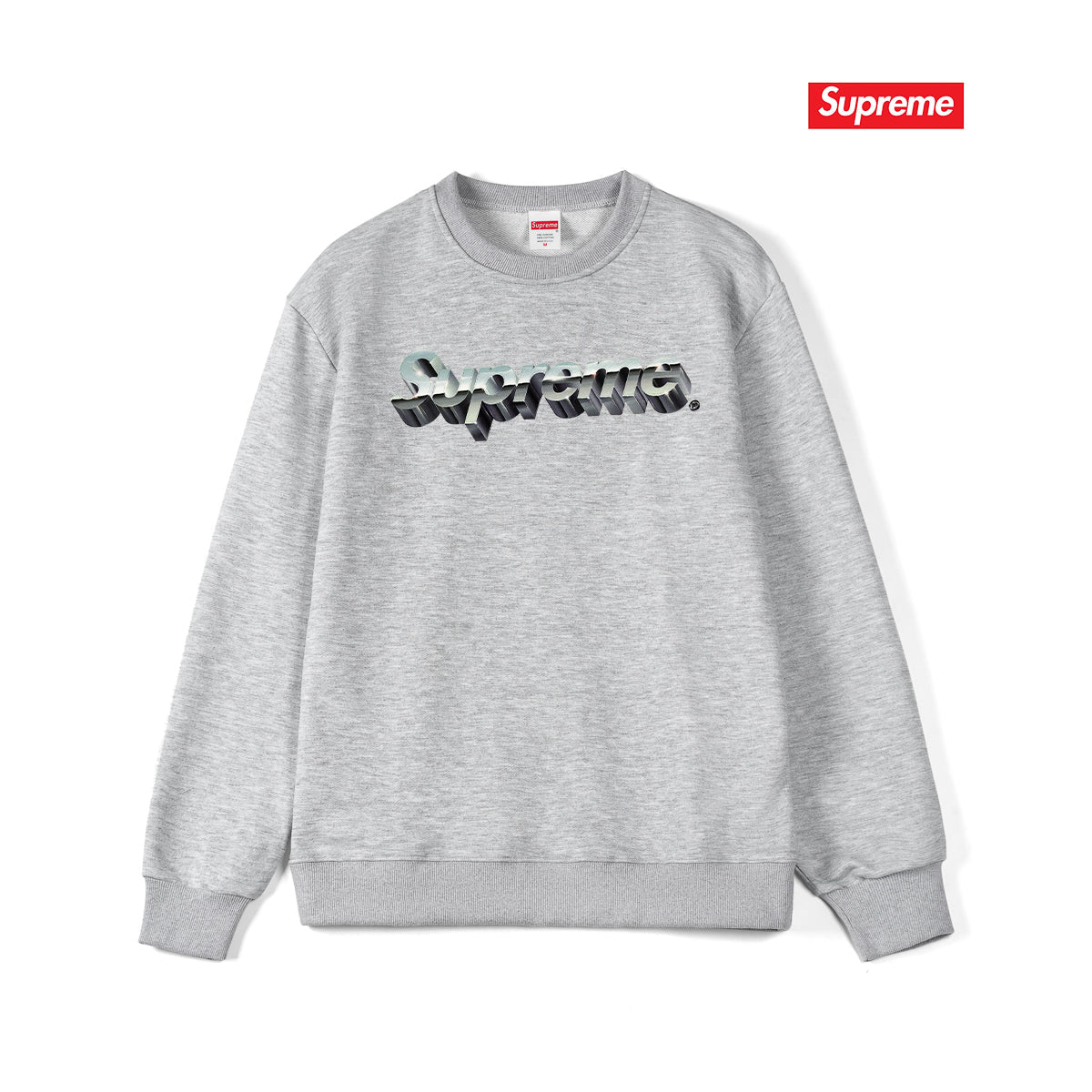 3D Logo Print Crew Neck Sweatshirt