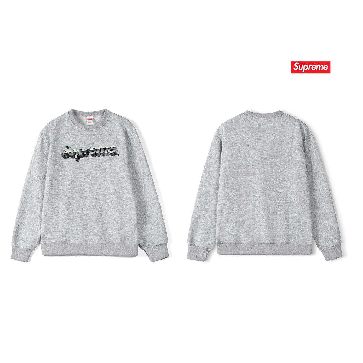 3D Logo Print Crew Neck Sweatshirt