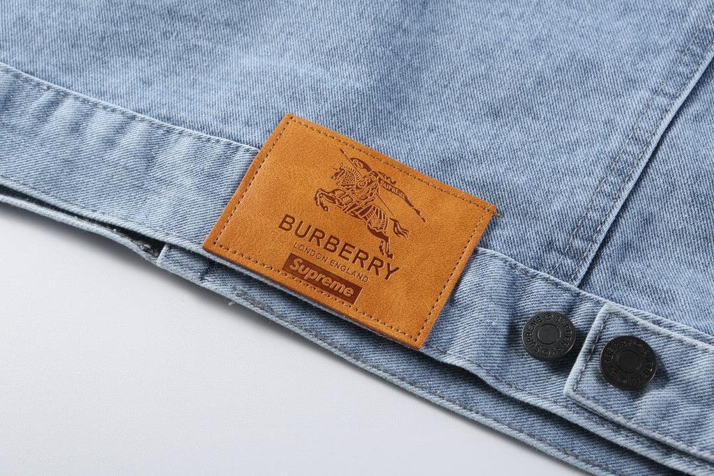 Burberry x Supreme Equestrian Logo Denim Jacket Light Luxury Station