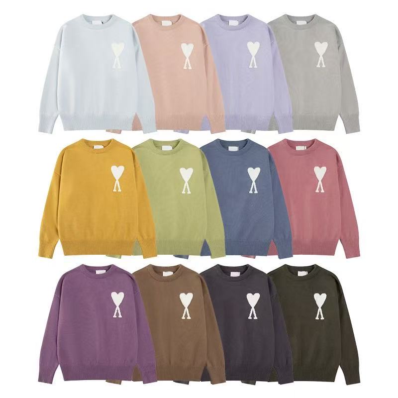 AMI PARIS Jacquard Heart Crew Neck Sweater