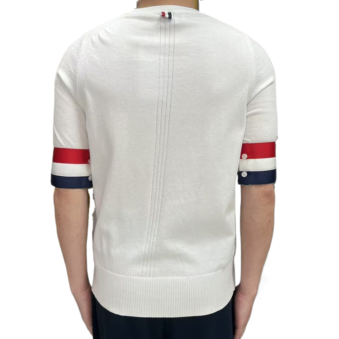 Red, white and blue cuffs T-shirt  TREND