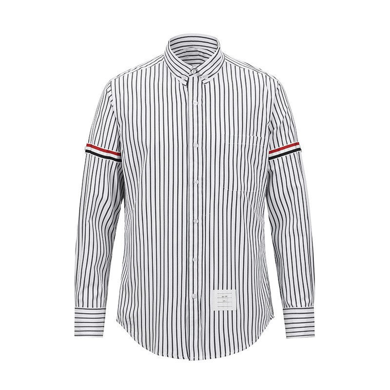Classic Four-Bar Striped Dress Shirt - 100% Cotton Made in Japan