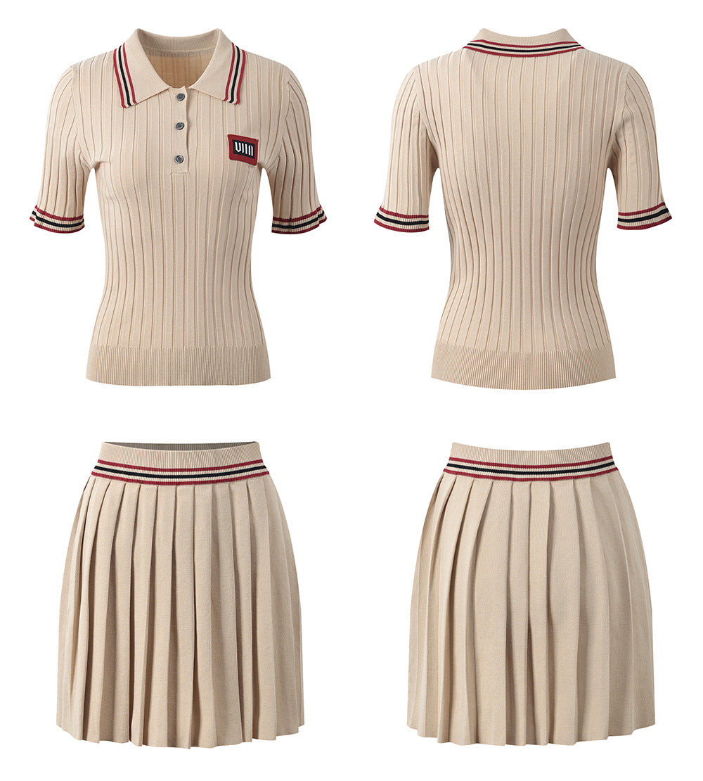 Womens Knitted Short Sleeve +Skirt  TREND