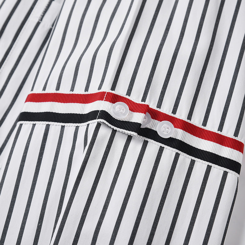 Classic Four-Bar Striped Dress Shirt - 100% Cotton Made in Japan