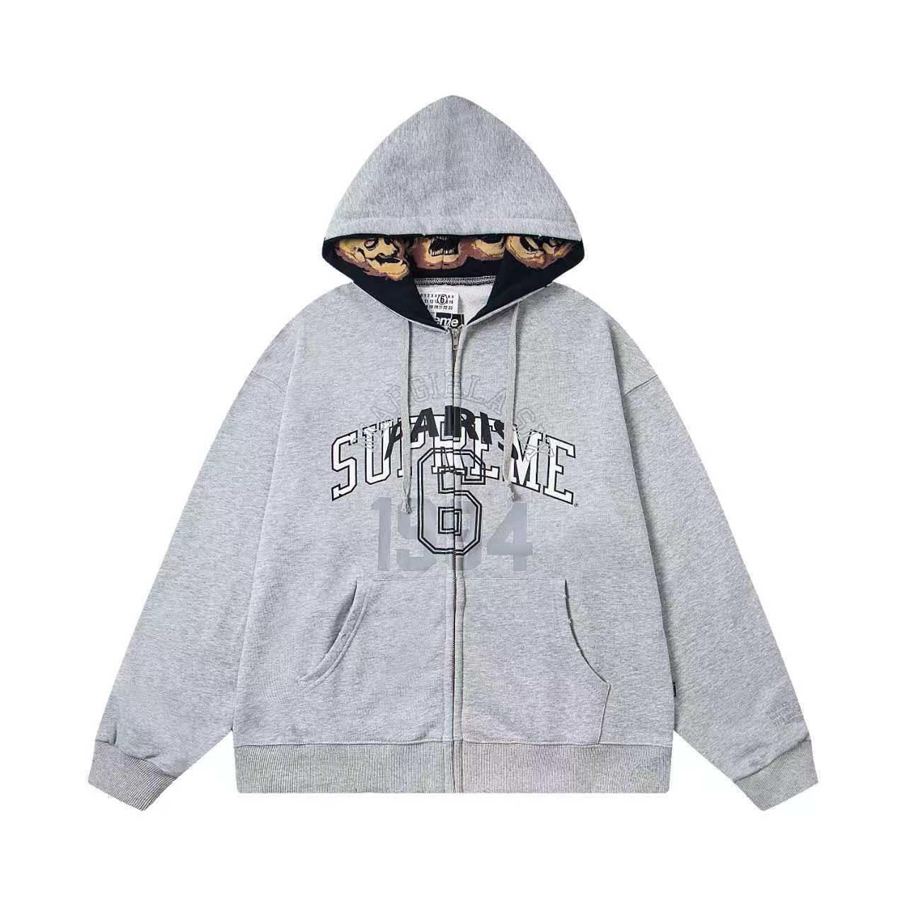 Letter Print Zip-Up Hoodie Jacket