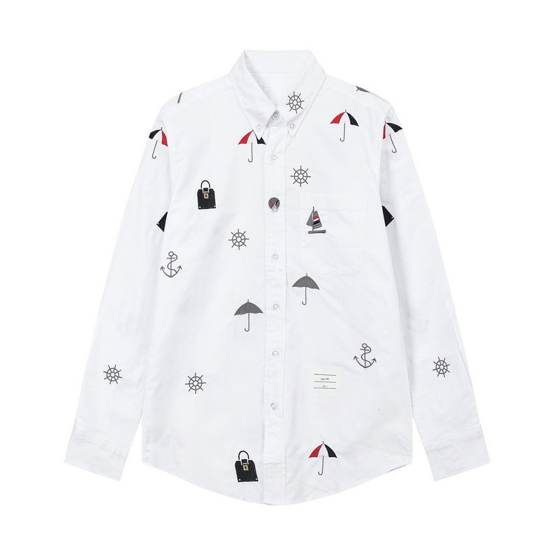 Mens four-stripe inner placket shirt¡ꡧ?¡À¡À?¡ê?  TREND