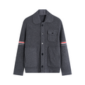 Mens double sleeve striped wool coat 
