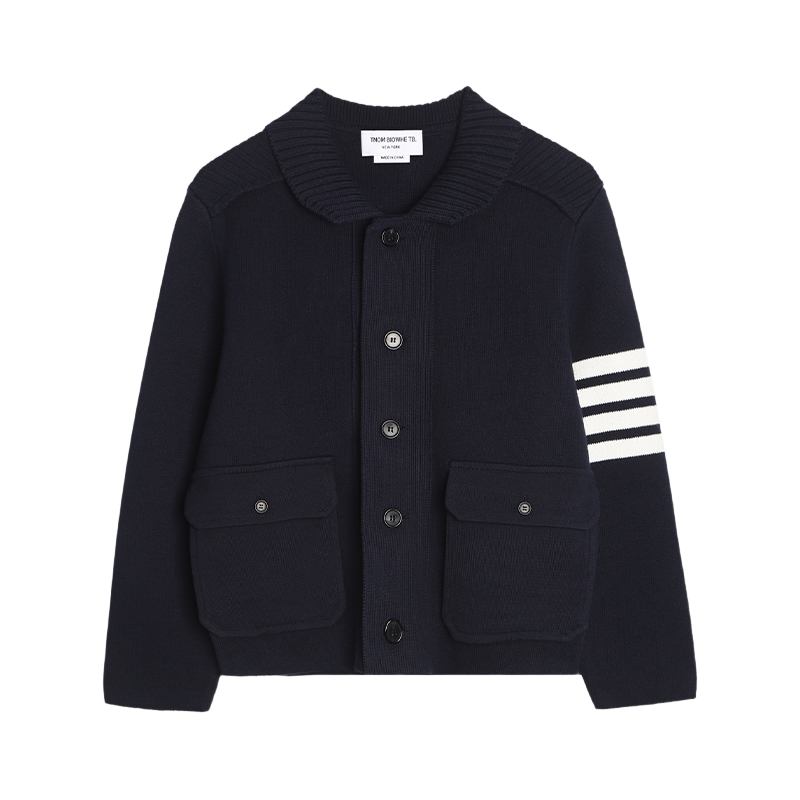 Mens four-bar lapel sweater jacket 