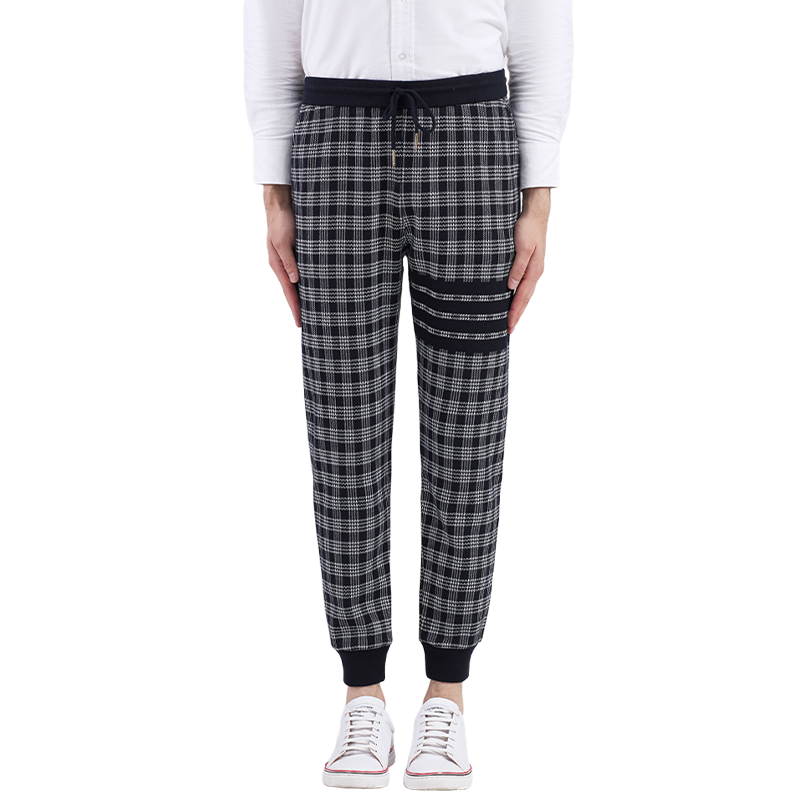 Four-bar striped plaid sweatpants  TREND