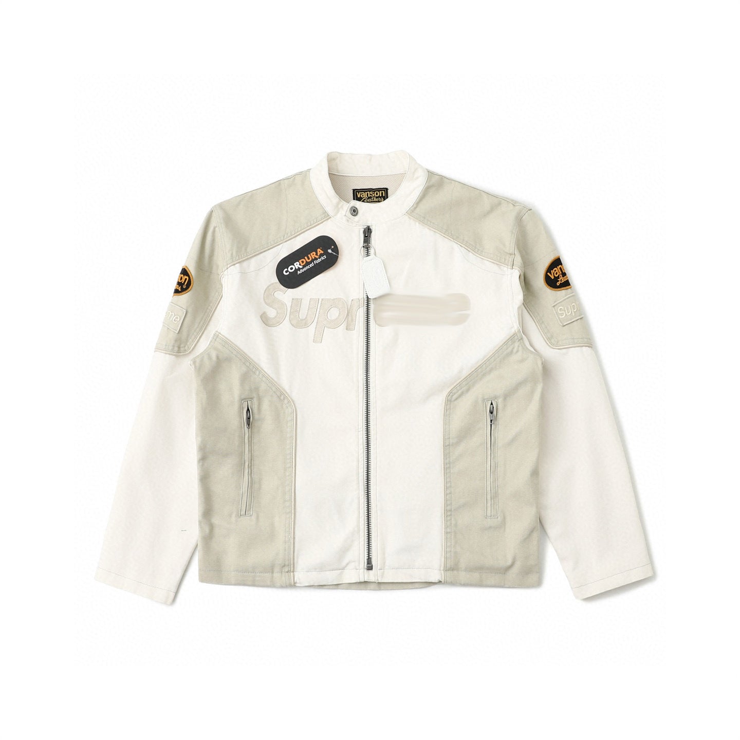 Heavy Embroidered Leather Logo Moto Jacket