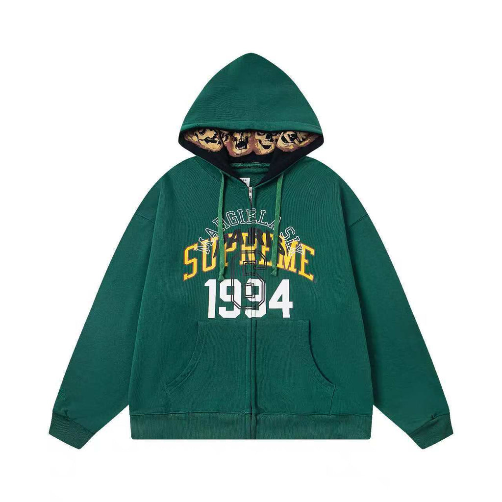 Letter Print Zip-Up Hoodie Jacket
